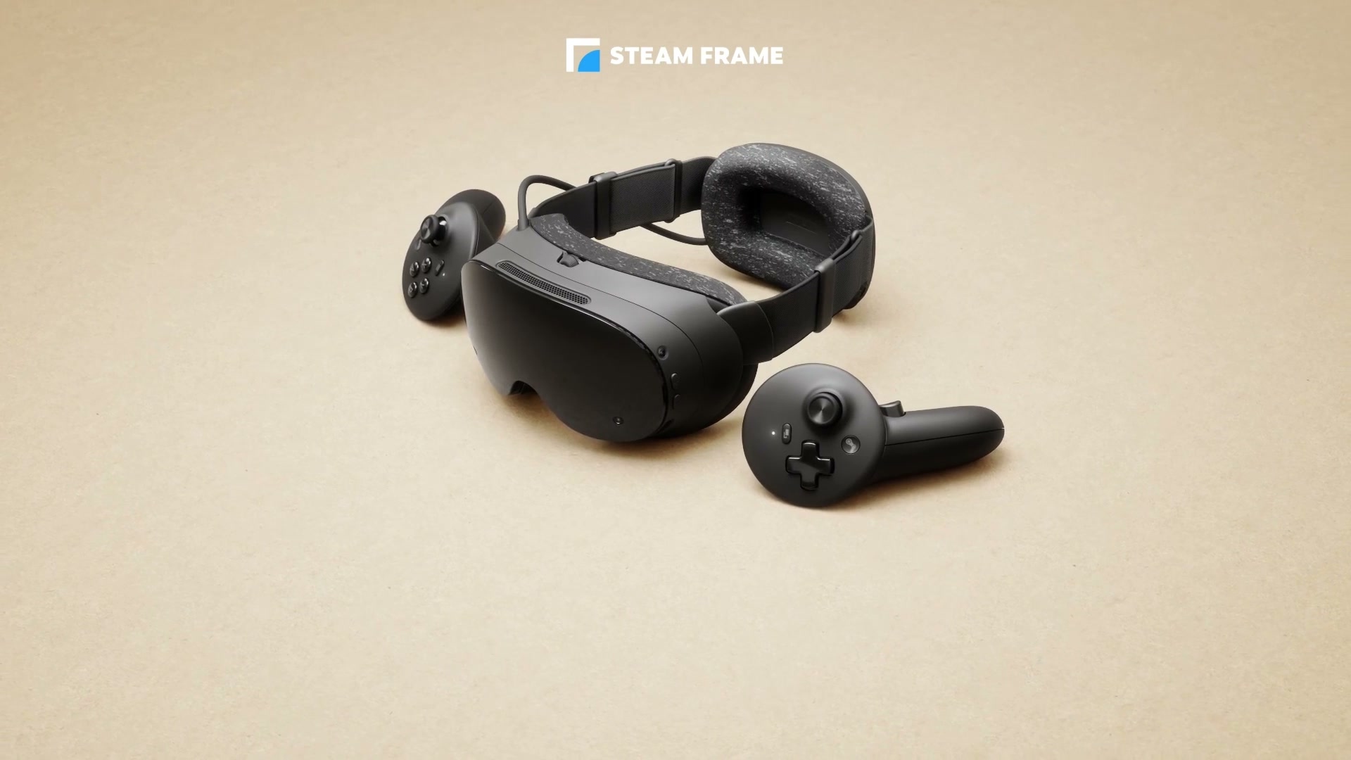 Headset VR Steam Frame buatan Valve beserta dua kontrolernya